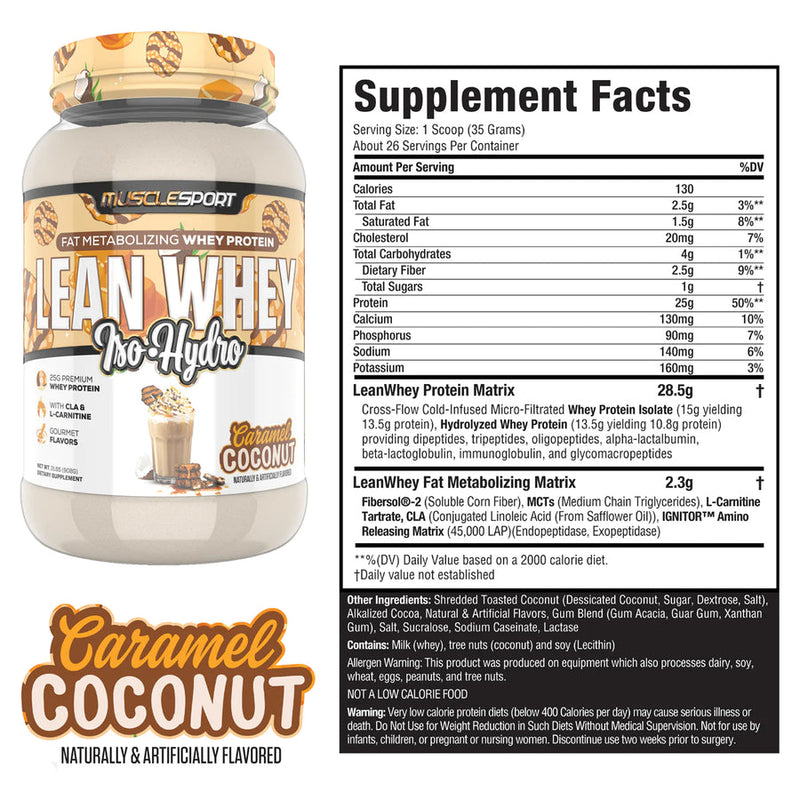Lean whey protein 2lb caramel coconut