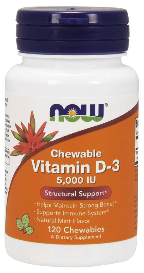 Now Vitamin D-3 5000 IU Chewable 120ct